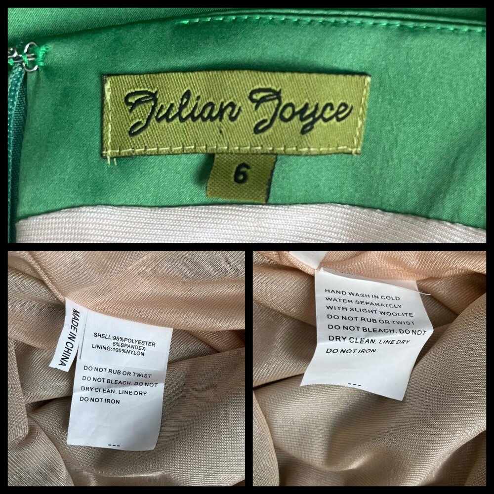 NWT Vintage Y2K Julian Joyce Midi Cocktail Dress Green Sequins Fairy. XS 6. Hoco - Picture 13 of 14